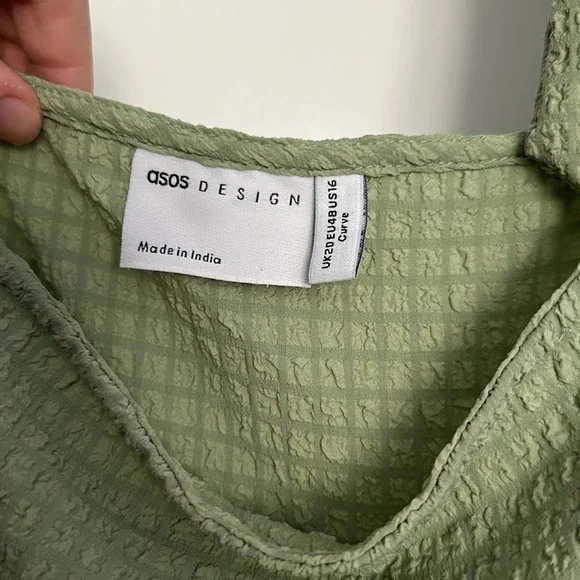 ASOS Curve Green Ruffle Mini Dress - Picture 3 of 4